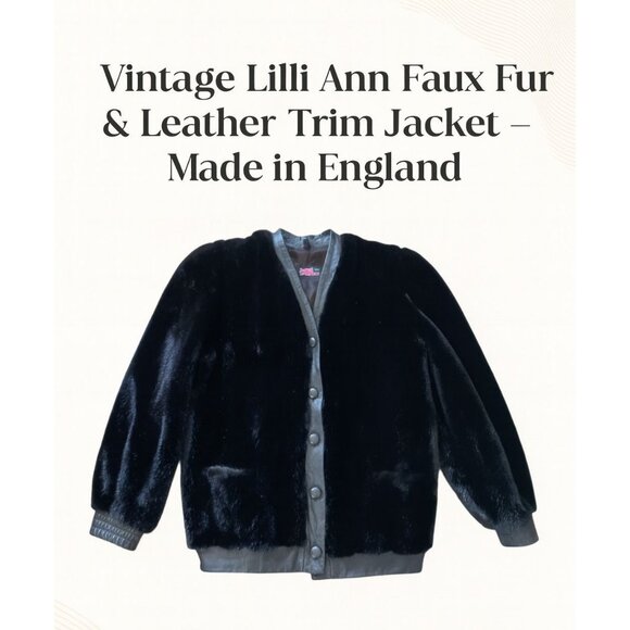 Vintage Lilli Ann Faux Fur Leather Trim Jacket 1960s 1970s Made in England - Picture 1 of 11